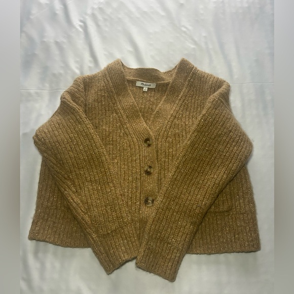 Beautiful!! MADEWELL Long Sleeve Wool Cropped V- Neck, Button-Up Sweater, Size L - Picture 7 of 10